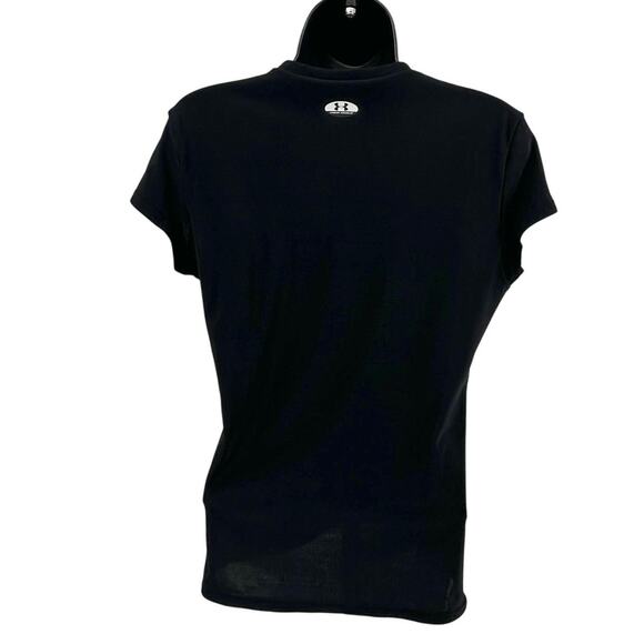 Under Armour Shirt WMNS XL Athletic V-Neck Pullover Black Short Sleeve Stretchy - Picture 4 of 5